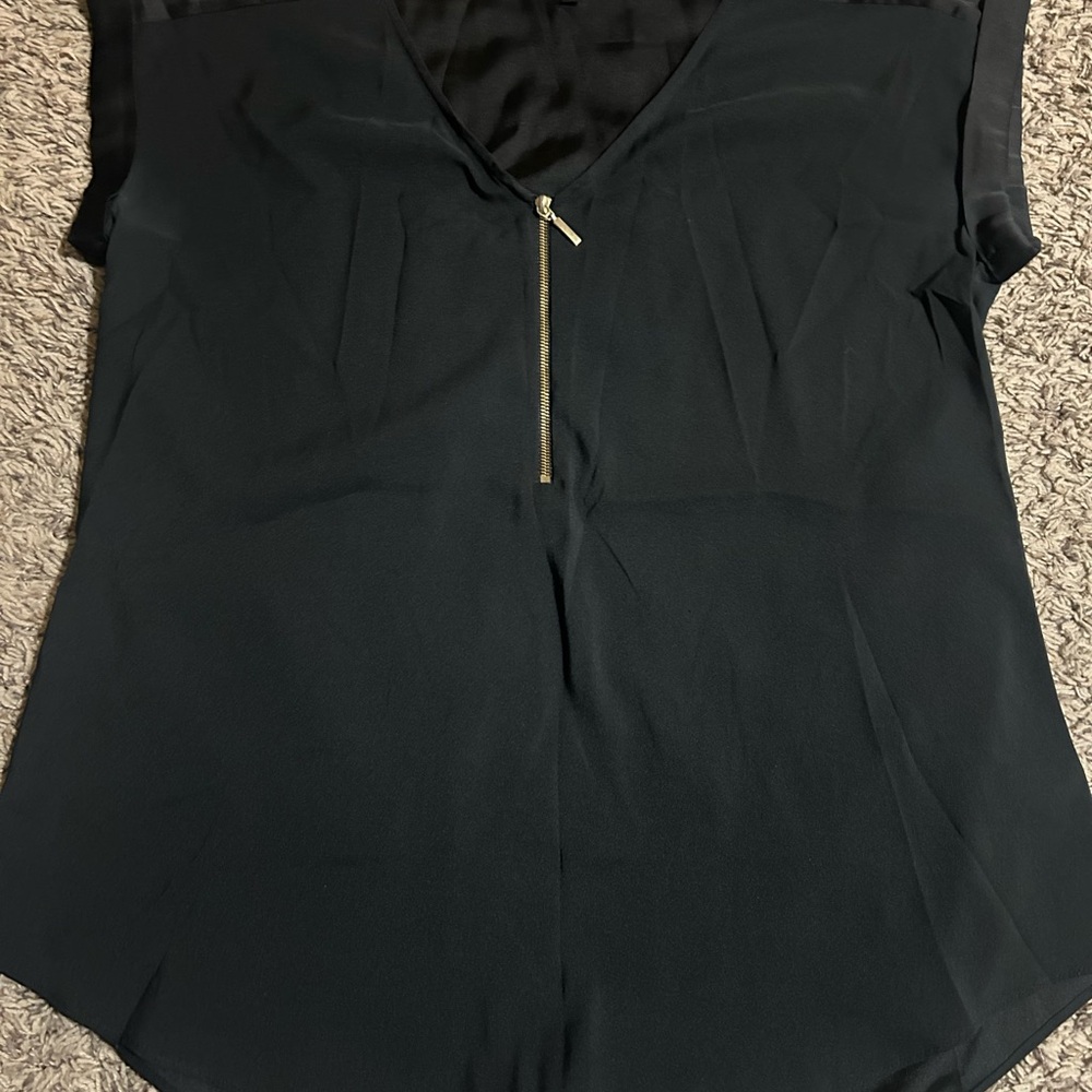 Express Black Blouse with Gold Zipper